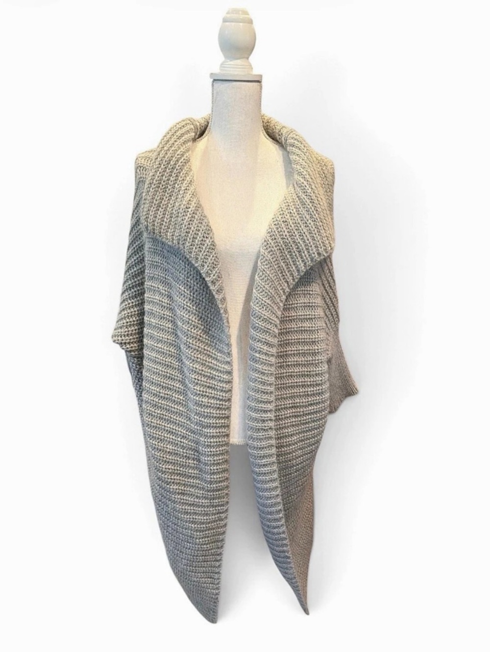 by o la la. Knit Draped Poncho in Gray